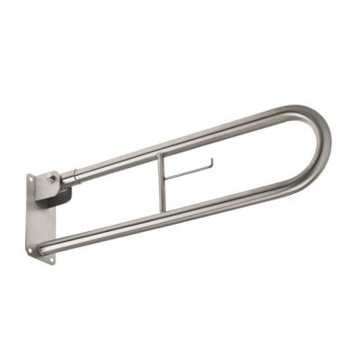 Appui rabattable 80 New Wccare avec porte papier inox brossé