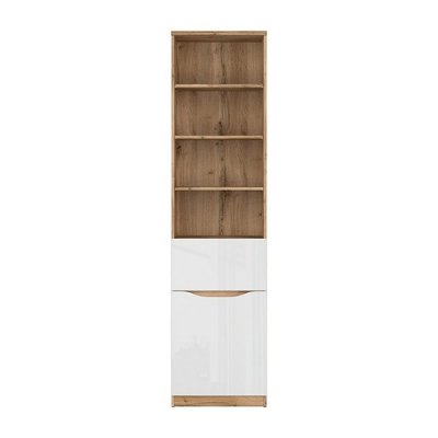 BIBLIOTHÈQUE NUIS 1PORTE 1TIROIR CHÊNE WOTAN/BLANC BRILLANT