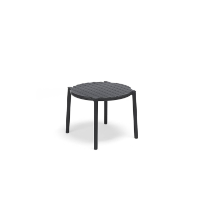 Table polypropylène et fibre de verre traité anti-UV DOGA Antracite avec patins anti-dérapants diamètre 50 cm