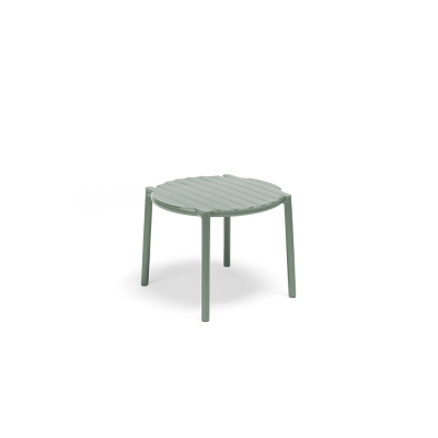 Table polypropylène et fibre de verre traité anti-UV DOGA Vert menta avec patins anti-dérapants diamètre 50 cm