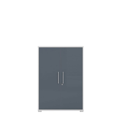 Bibliothèque OFFICE LUX gris clair/ graphite 2 portes 114/80 cm