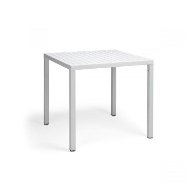 Table DurelTOP en polypropylène traité anti-UV CUBE Blanc empliable 75x80x80 cm