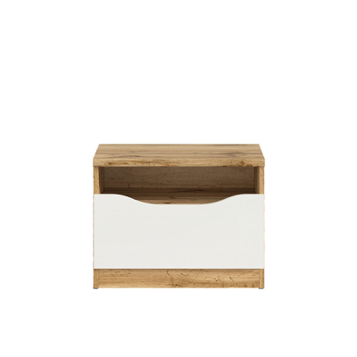 Table de nuit NUIS chêne wotan/blanc brillant 1 tiroir