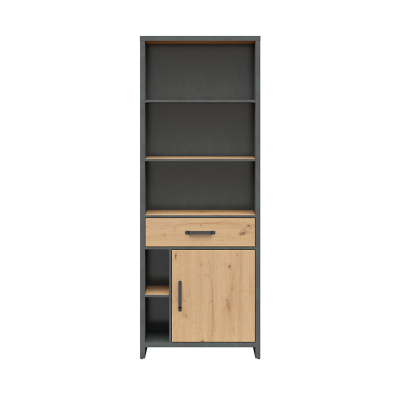 Bibliothèque WESTON chêne rustique/ matera 1 porte 1 tiroir 75x200,5x40 cm