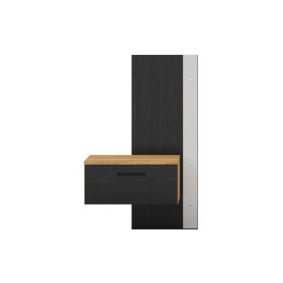 Table de nuit suspendue gauche avec cloison MAIO chêne waterford/ chêne noir 60x89x42 cm 1 tiroir