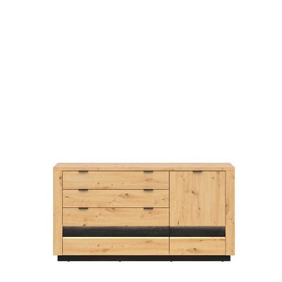 COMMODE OSTIA 1PORTE 4TIROIRS CHÊNE ARTISAN/CHÊNE NOIR