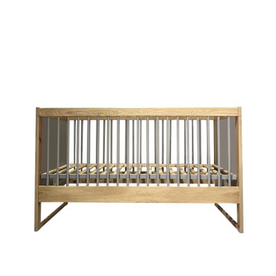Lit bébé FLAVO chêne rustique/ gris/ chêne