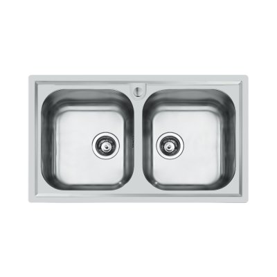 Evier inox FM 2 cuves vidage 3,5 - 86x50 cm