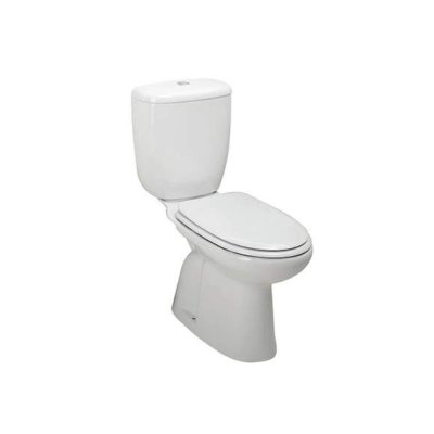 Pack cuvette porcelaine vitrifiée AVEIRO blanc S/V avec abattant duroplast et alimentation par dessous du réservoir 68x36x81 cm