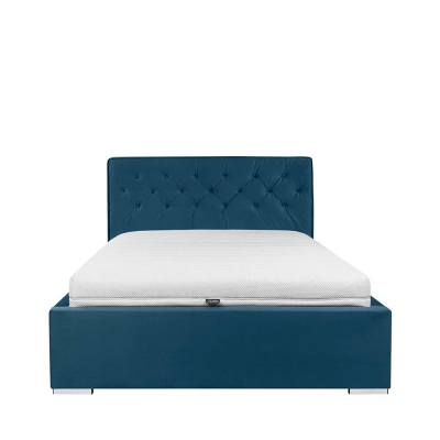 Lit tapissé GRANDA bleu MONOLI 77 140x200 cm (Traverses incluses)