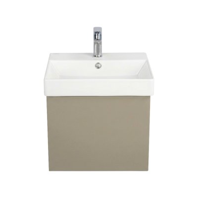 Pack Lavabo NOVELDA PLUS blanc 50X45 cm avec meuble grège brillant 1 porte push