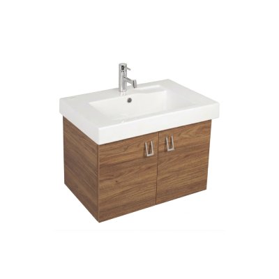 Pack lavabo LINHA 60x45 avec meuble bois brillant dos droit 2 portes