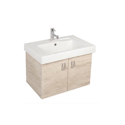 Pack lavabo LINHA 70x45 avec meuble travertin dos droit 2 portes