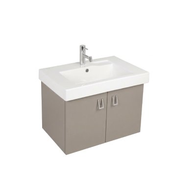 Pack lavabo LINHA 90x45 avec meuble gris brillant dos droit 2 portes