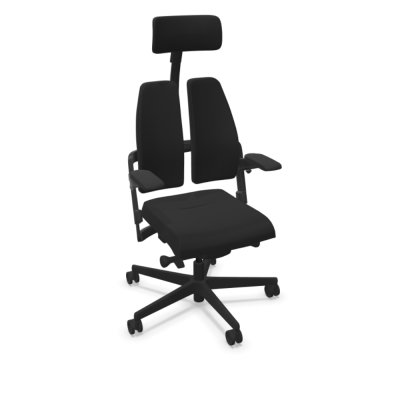 Fauteuil de direction XILIUM Noir DUO-BACK avec repose-tête 2D et accoudoirs 3D