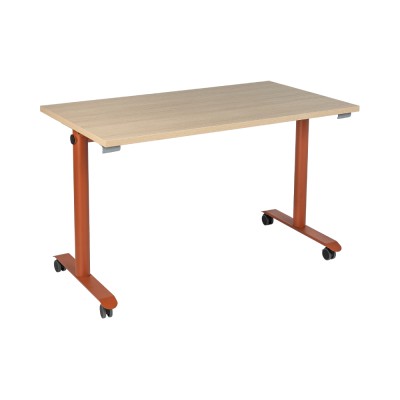Bureau droit rabattable OLYMPIA 140x68 cm structure cuivre/ plateau chêne fil