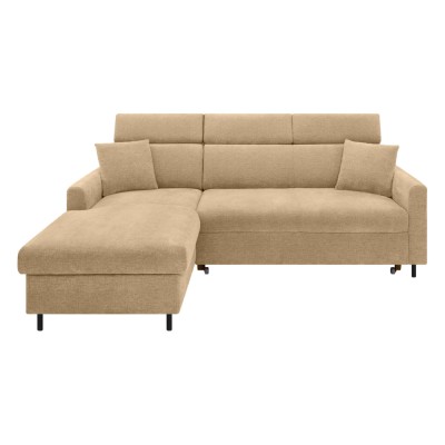 Canapé-lit angle droit VERDE chenille camel OTTO_110 avec rangement